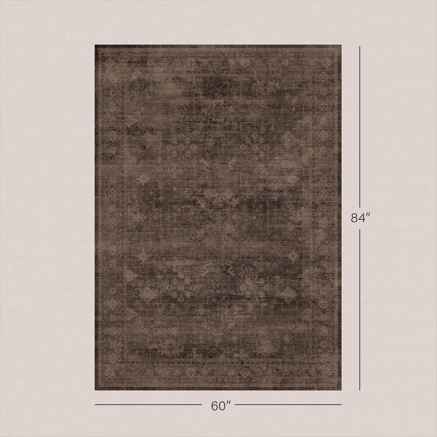Boho 5x7 Dark Taupe Brown Rugs for Living Room, Vintage Neutral Washable Distressed Geometric Are... | Amazon (US)
