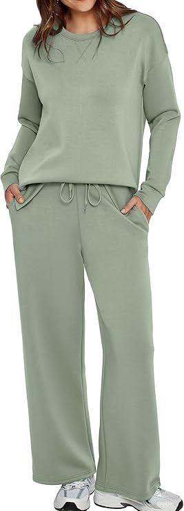 Glamaker Womens 2 Piece Lounge Set Fall Long Sleeve Pullover Tops Long Pants Casual Sweatsuits Tr... | Amazon (US)