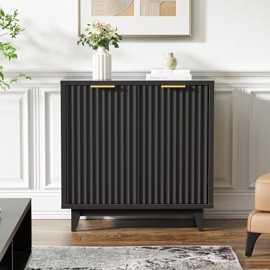 Fluted Cabinet with Storage, 2 Doors Sideboard Buffet Cabinet, Mid Century Modern Accent Cabinet ... | Amazon (US)