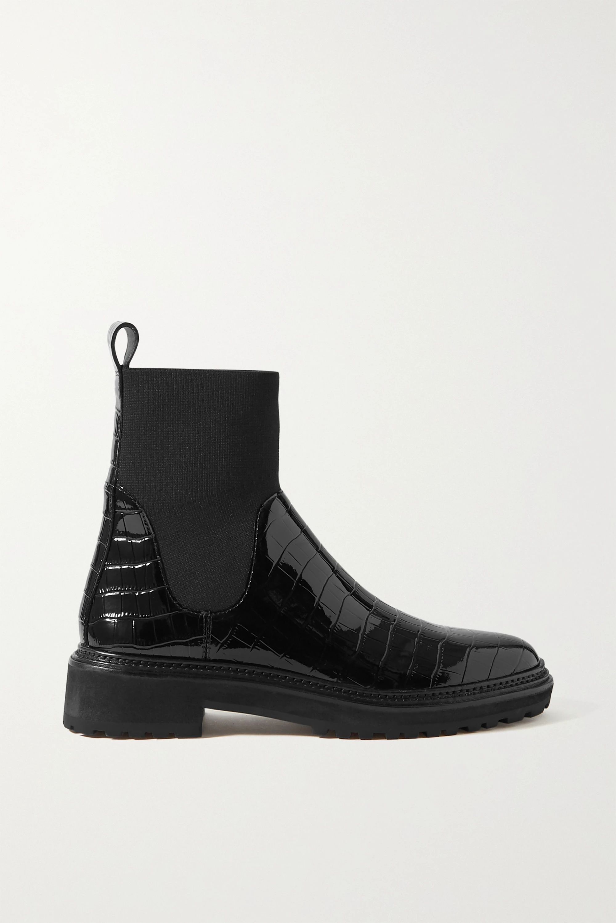 Black Bridget croc-effect patent-leather Chelsea boots | Loeffler Randall | NET-A-PORTER | NET-A-PORTER (US)
