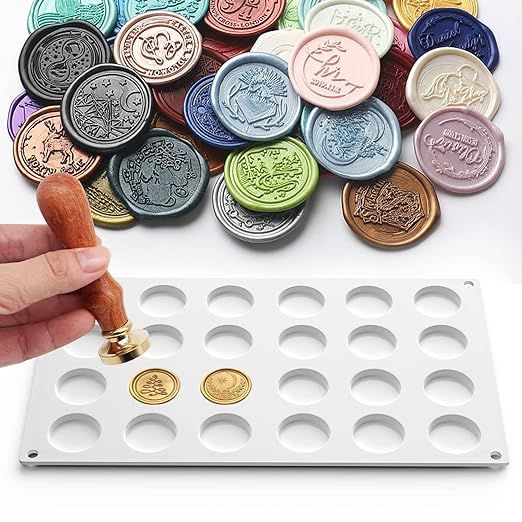 Silicone Mat Pad for Wax Seal Stamp,24 Cavity Wax Sealing Mat Pad with 50 Pcs Removable Double-Si... | Amazon (US)