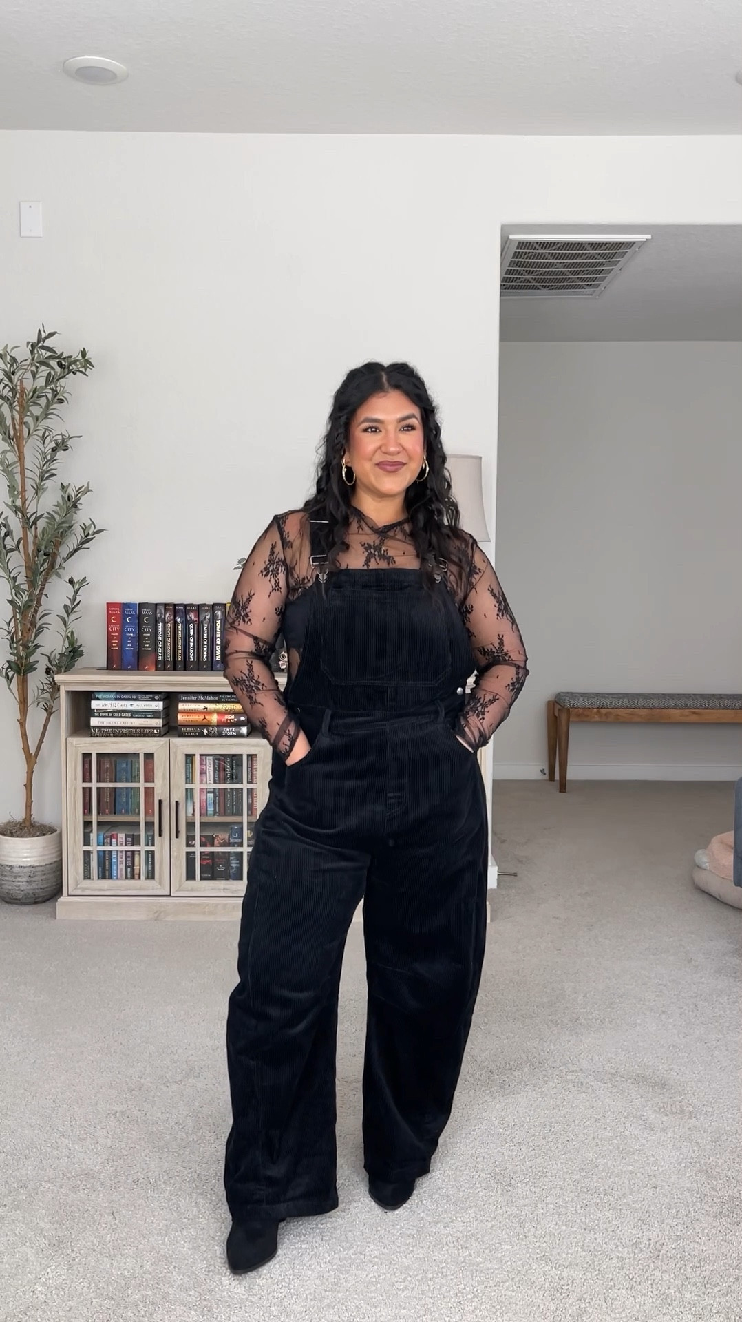 I’m 5’1”, size 12, outfit is from Amazon⁣
⁣
LACE TOP: size large, true to size⁣
⁣
OVERALLS: size large, true to size. These are so easy to dress up or down! I love the corduroy for fall and winter. They have a slight barrel leg and have such a comfy fit.⁣
⁣
BOOTS: true to size⁣

** lounge pants are from Aerie and I’m wearing a size large short. 

#LTKMidsize #LTKPetite #LTKHalloween