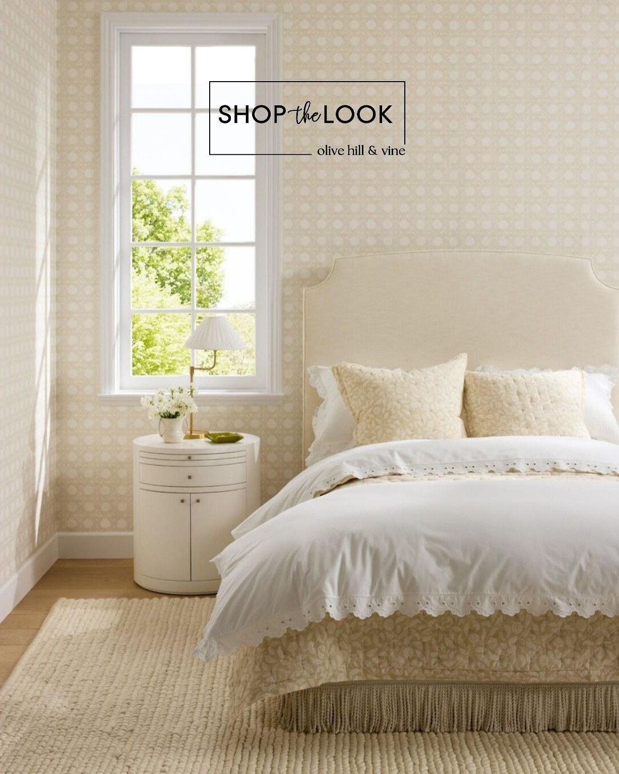 We can’t get enough of this soft and delicate bedroom. The tall headboard with a bullion fringe base sets the tone, paired with a sleek cylindrical nightstand with hidden storage. Trellis wallpaper, a pivoting arm lamp, and layered textiles bring depth and charm.  

 

#LTKHome #LTKStyleTip #LTKFamily