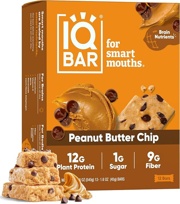 IQBAR Clean Plant Protein Bars - Peanut Butter Chip - 12 Count - Keto, Vegan, High Fiber, Gluten ... | Amazon (US)