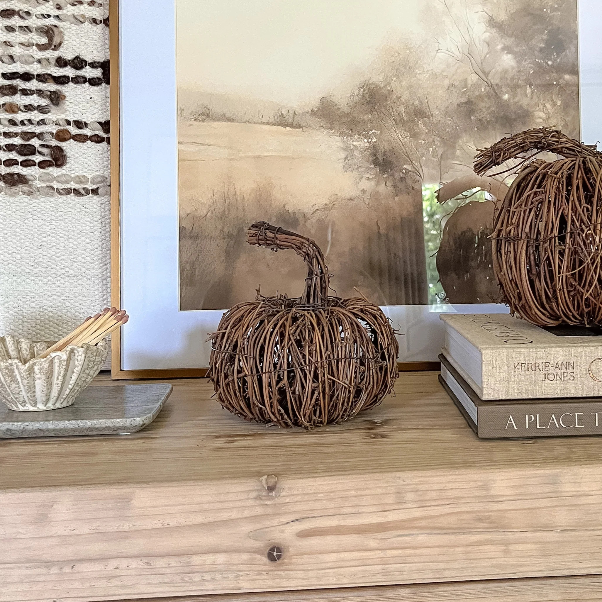 Rustic Twig Pumpkin Decor | Small | MJHome