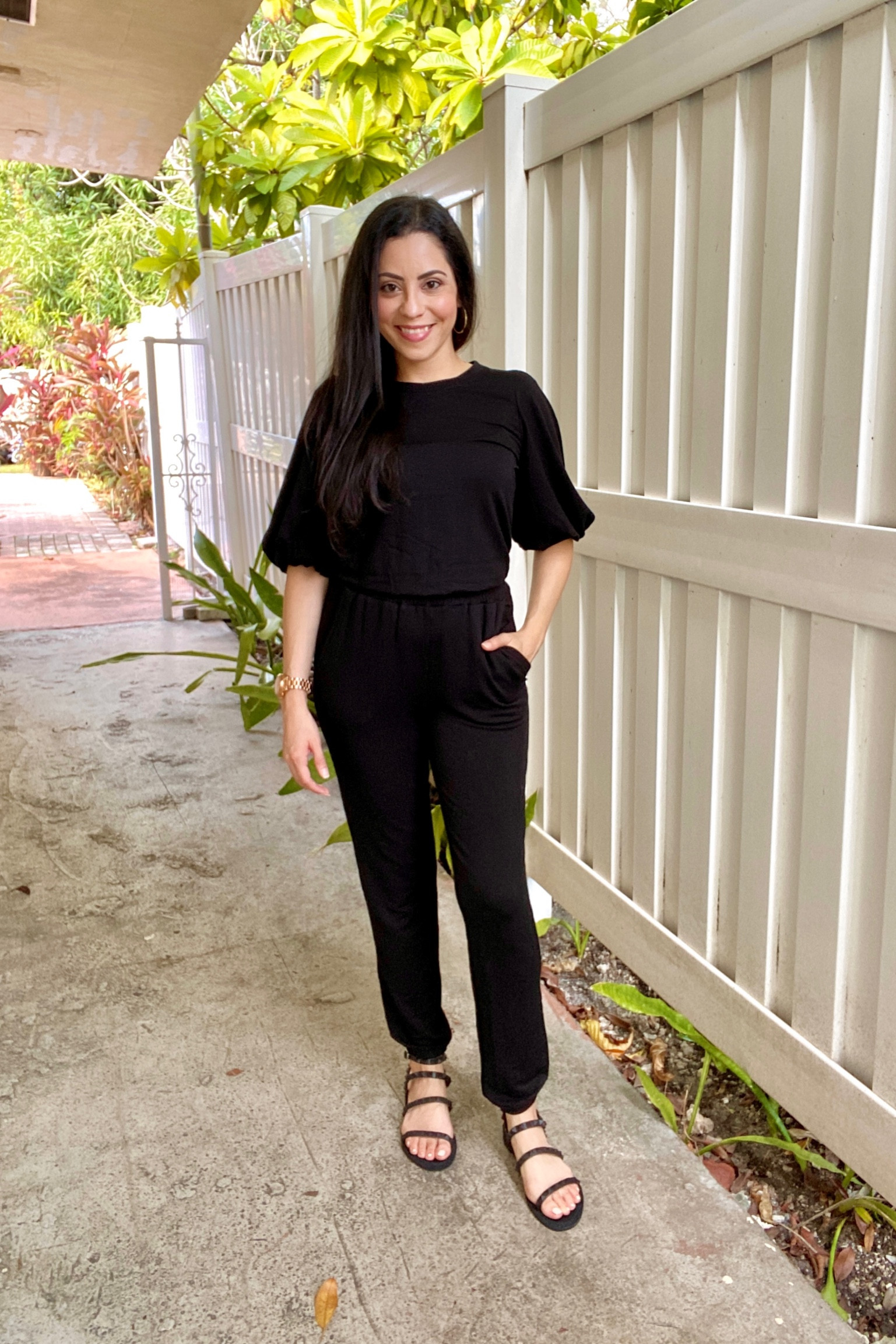 A really cute and comfortable puff sleeve jumpsuit (xSmall) with Steve Madden sandals and Michael Kors watch in rose gold. Amazon finds 🖤

#LTKworkwear #LTKunder50 #LTKstyletip