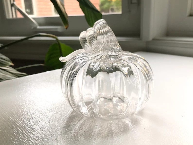 Clear Handmade Blown Glass Pumpkin - Etsy | Etsy (US)