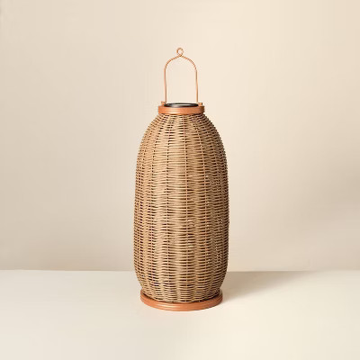 18" Rattan Solar Outdoor Patio Lantern - Hearth & Hand™ with Magnolia | Target