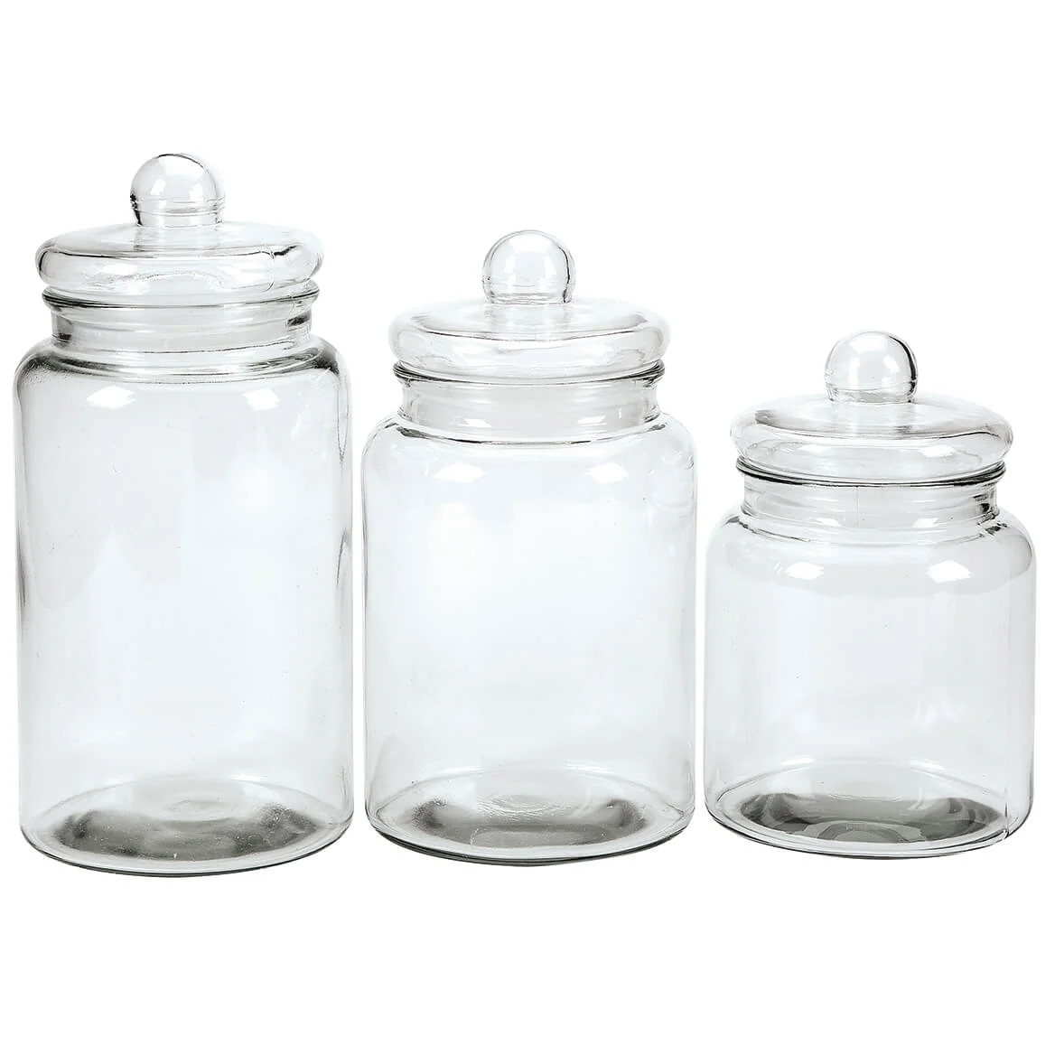 Glass Apothecary Jars with Lids, Decorative Display Canisters, Clear Storage Organizers, Set of 3 | Walmart (US)