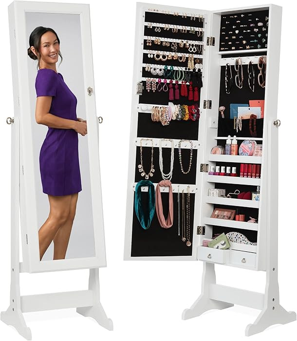 Best Choice Products Freestanding Jewelry Armoire Cabinet, Full Length Standing Mirror, Lockable ... | Amazon (US)