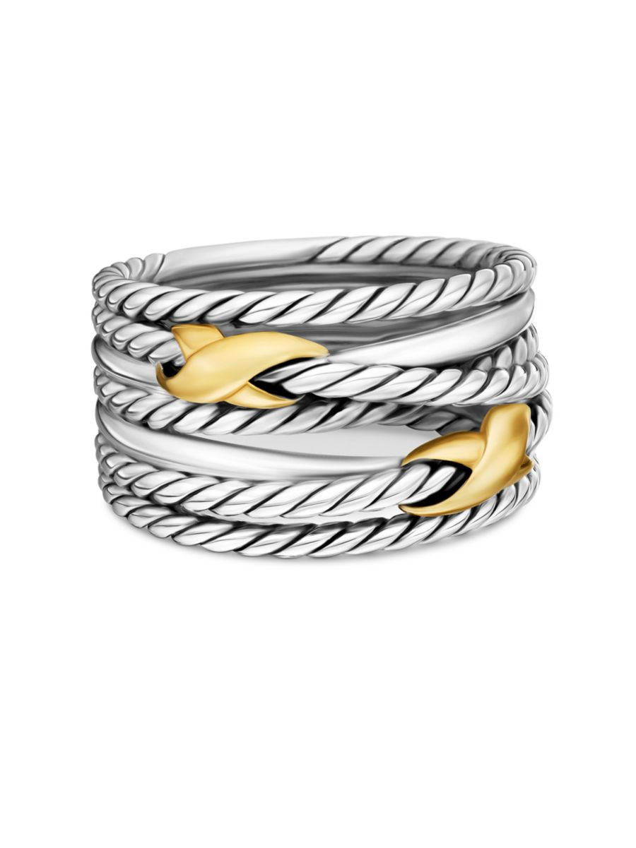 David Yurman Double X Crossover Ring with 18K Yellow Gold | Saks Fifth Avenue