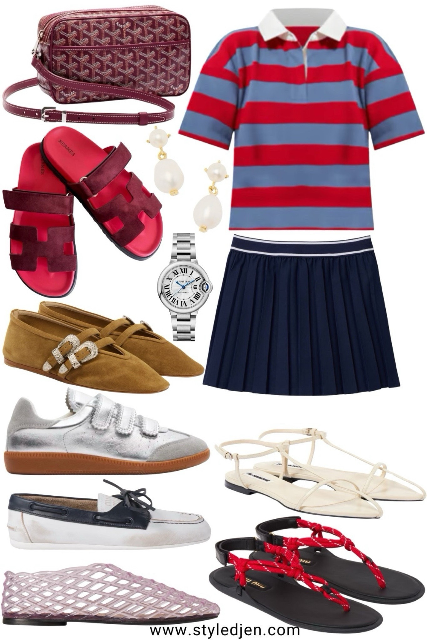 Fall transitional shoes! Rugby polos are going to be huge as well as pleated skirts! Wear them with boat shoes (found a good miu miu lookalike), jelly flats (found a good alternative to the row), cord sandals, suede buckle flats, silver metallic sneakers, dad sandals, pointed toe sandals (found a great jil sanders alternative!!)￼




#LTKSeasonal #LTKFindsUnder100 #LTKStyleTip