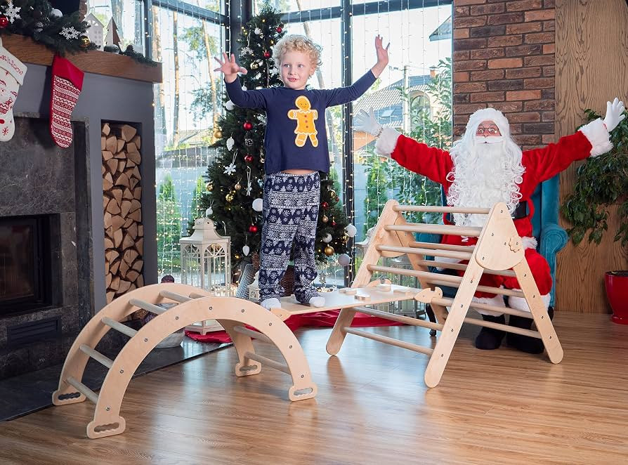 WoodandHearts Montessori Climbing Set - Foldable Triangle Climber with Slide, Ramp, Arch - Wooden... | Amazon (US)