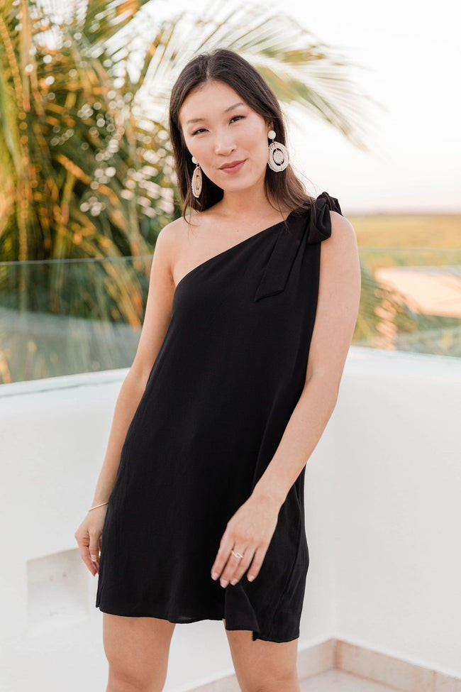 Thriving All Night Black One Shoulder Dress | Pink Lily