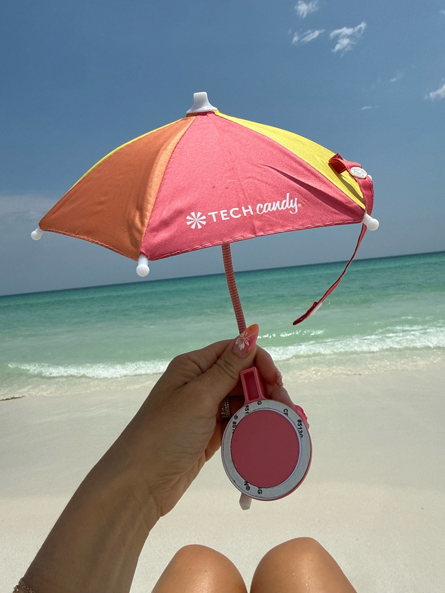 Phone umbrella perfect for keeping your phone from getting overheated at the beach. Also makes it much easier to see your screen.