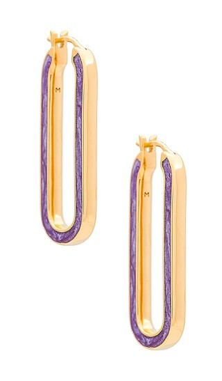 Enamel Large Hoop Earrings in Gold | Revolve Clothing (Global)