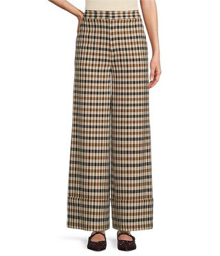 Antonio Melani x Jennifer Sumko Amelia Check Plaid High Rise Flat Front Long Cuff Trouser Coordin... | Dillard's