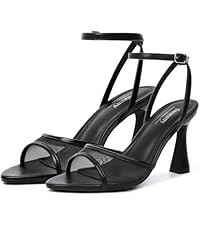 Susanny High Heels for Women Pointed Open Toe Strappy Chunky Block Heels Ankle Strap Stiletto Kit... | Amazon (US)