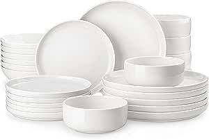 MALACASA Plates and Bowls Sets, 24 Pieces Modern Porcelain Dinnerware Set for 6 Ceramic Dishware ... | Amazon (US)