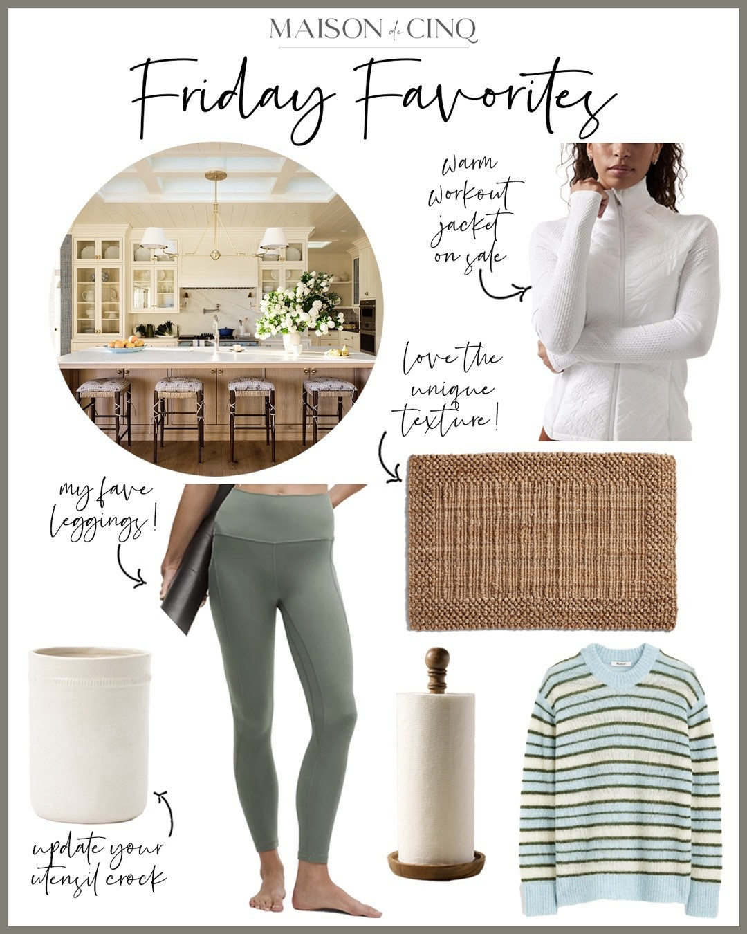 So many great finds this week for Friday Favorites like our favorite workout wear, great doormats, really pretty and unique sweaters, to pretty kitchen basics, and so much more!

#LTKHome #LTKOver40 #LTKFindsUnder50