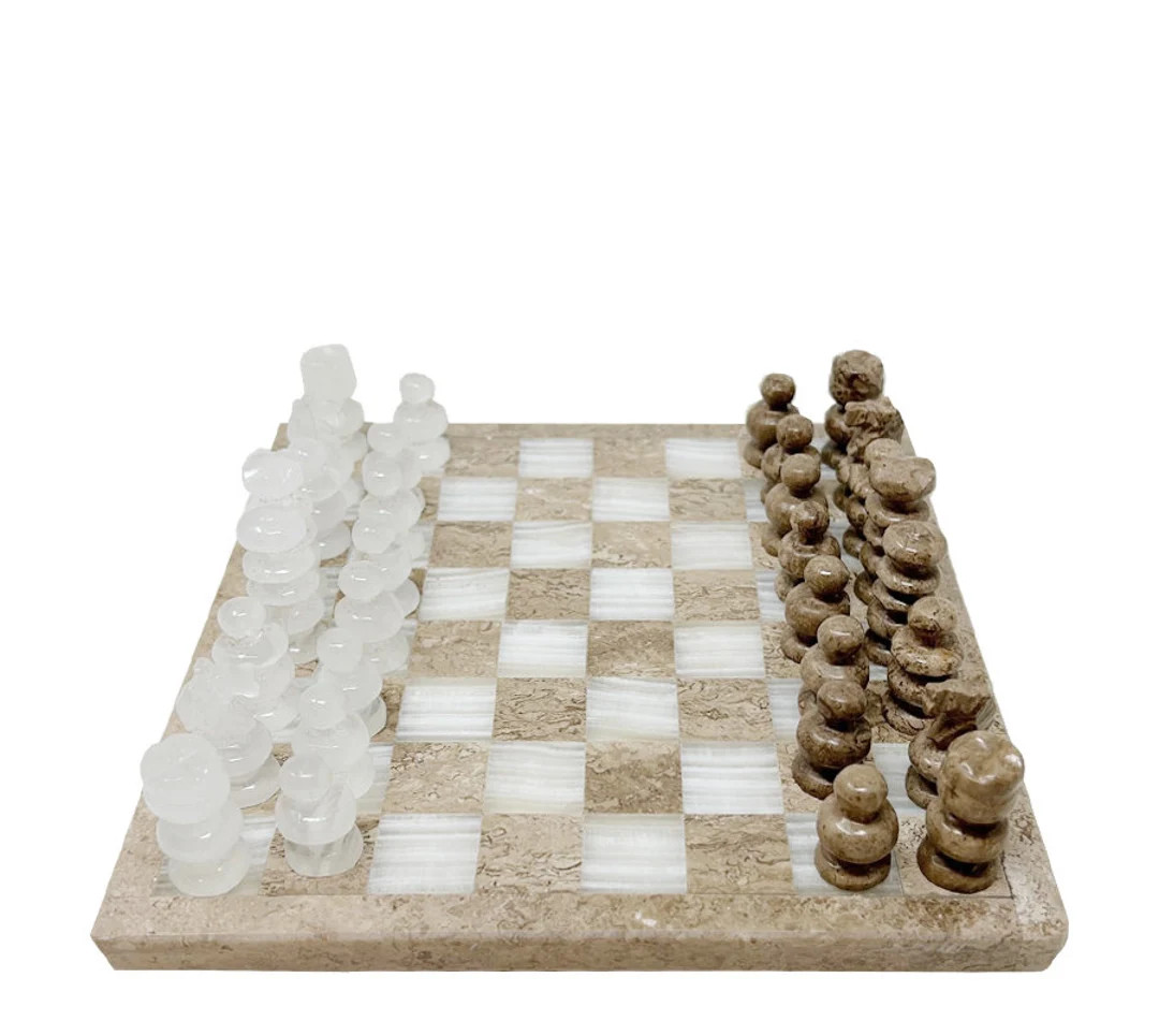 Vintage Travertine & Onyx Chess Set - Etsy | Etsy (US)