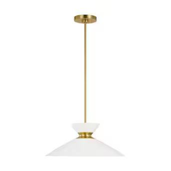 Generation Lighting ED Ellen DeGeneres Heath Burnished Brass Mid-century Cone Mini Pendant Light | Lowe's