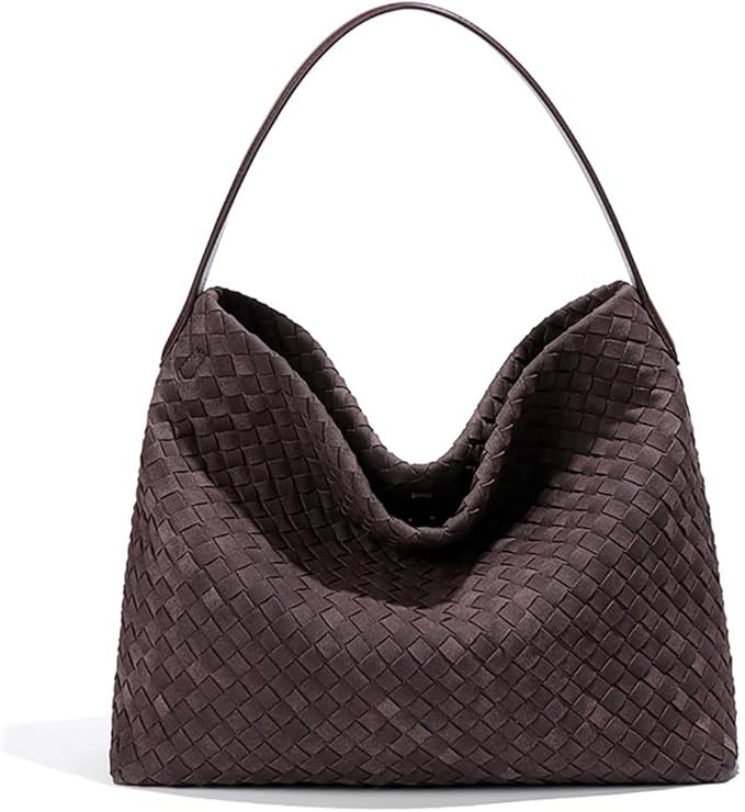 JYG Women's Woven Suede Tote Bag Slouchy Shoulder Bags Trendy Crescent Satchel Purse 2025 | Amazon (US)