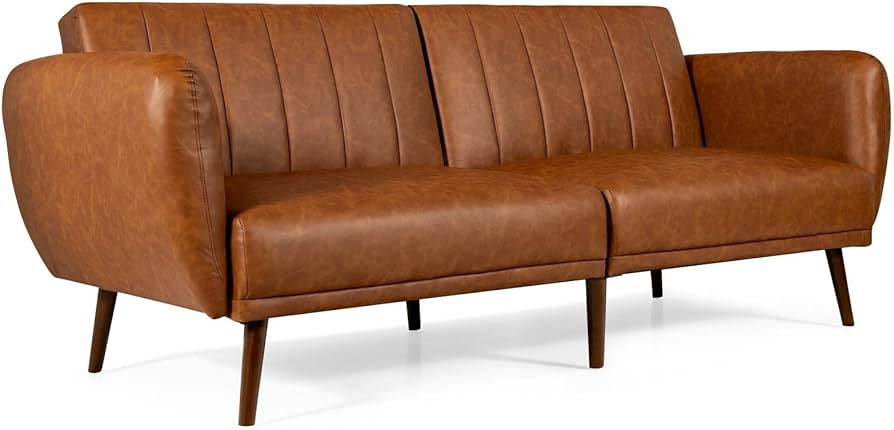 MakuHT Convertible Futon Sofa Bed Faux Adjustable Couch Sleeper with Wood Legs Daug Sofa Sofa Bed... | Amazon (US)