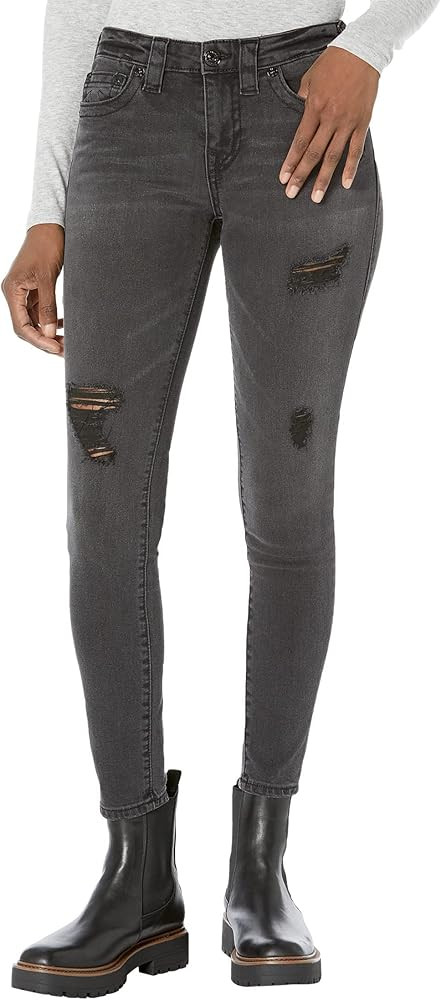 True Religion Crystal Halle Mid-Rise Super Skinny in 5am Light Destroyed | Amazon (US)
