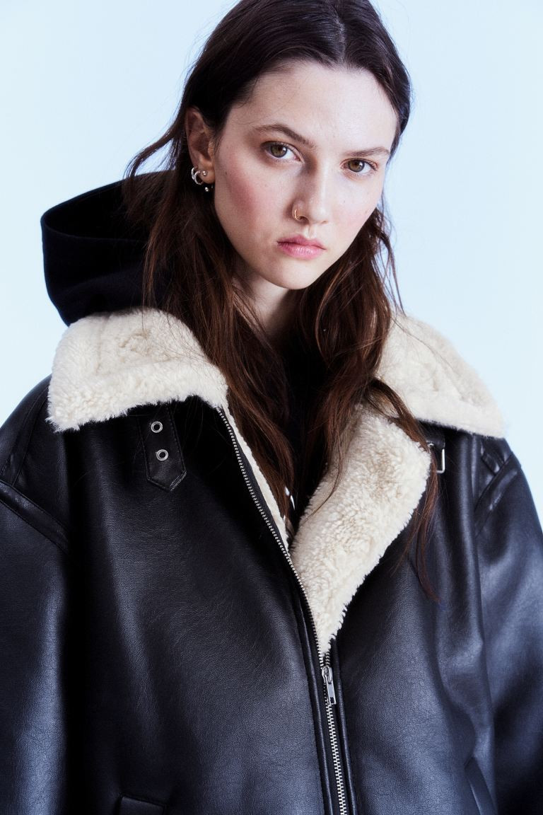 Oversized teddy-lined jacket | H&M (UK, MY, IN, SG, PH, TW, HK)