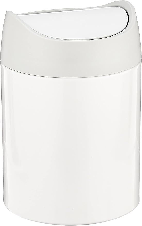 simplehuman Mini Countertop Trash Can, 1.5 Liter / 0.4 Gallon, White Steel | Amazon (US)