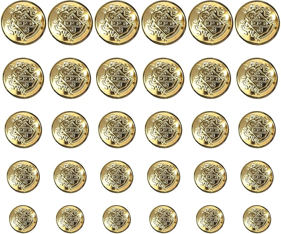 30 Pcs of Gold Buttons for Blazer, 5 Sizes of Vintage Buttons, Elegant and Simple, Widely Applica... | Amazon (US)