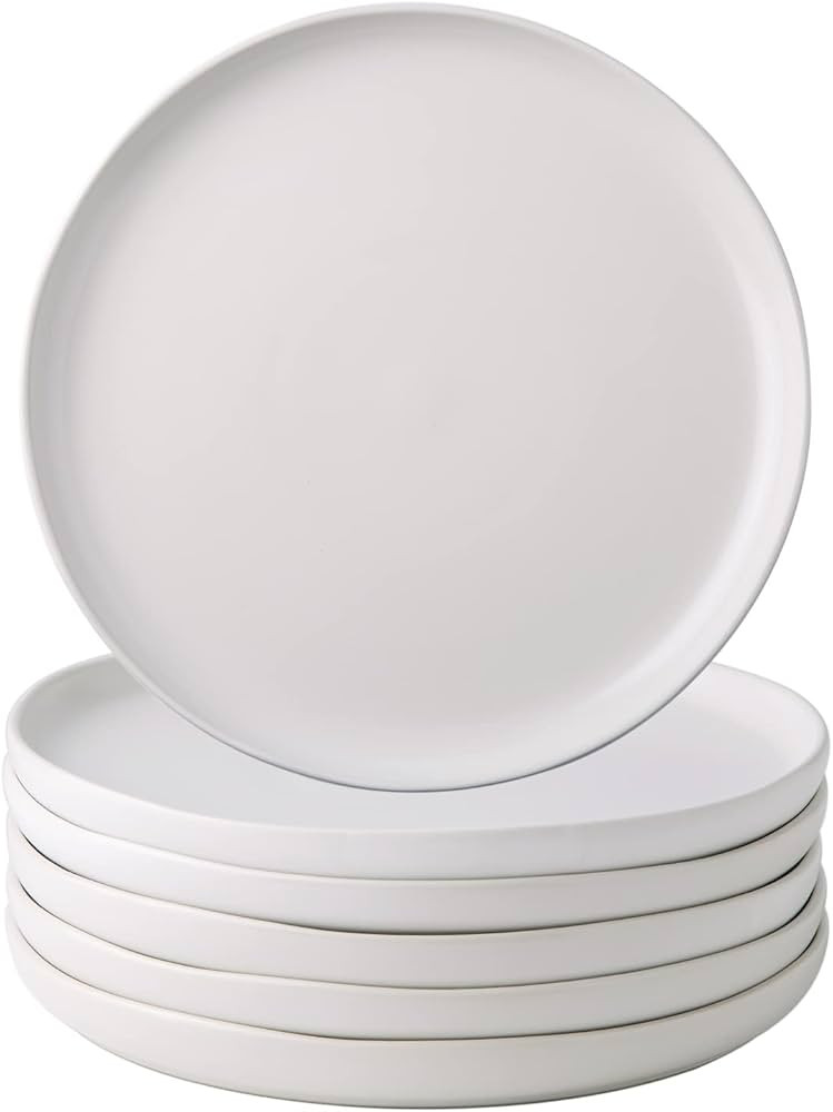 AmorArc Ceramic Dinner Salad Plates Set of 6, Wavy Rim 8.5 Inch Dish Set, The Dessert,Salad, Appe... | Amazon (US)