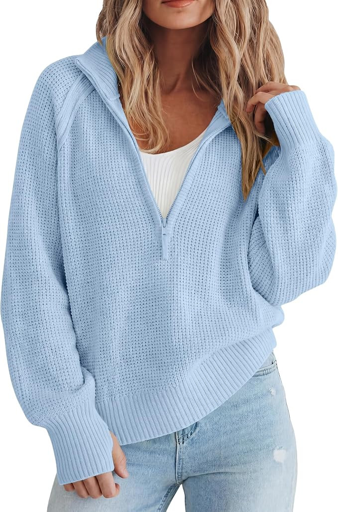 Gacaky Sweater for Women Oversized Casual Half Zip Pullover Tops Fashion Outfits Fall Clothes | Amazon (US)