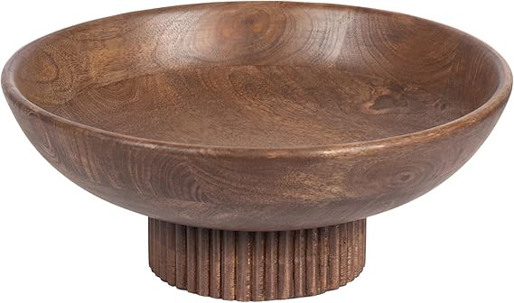 Kate and Laurel Rooks Modern Decorative Ribbed Wood Bowl, 12 Inch Diameter, Walnut Brown, Transit... | Amazon (US)