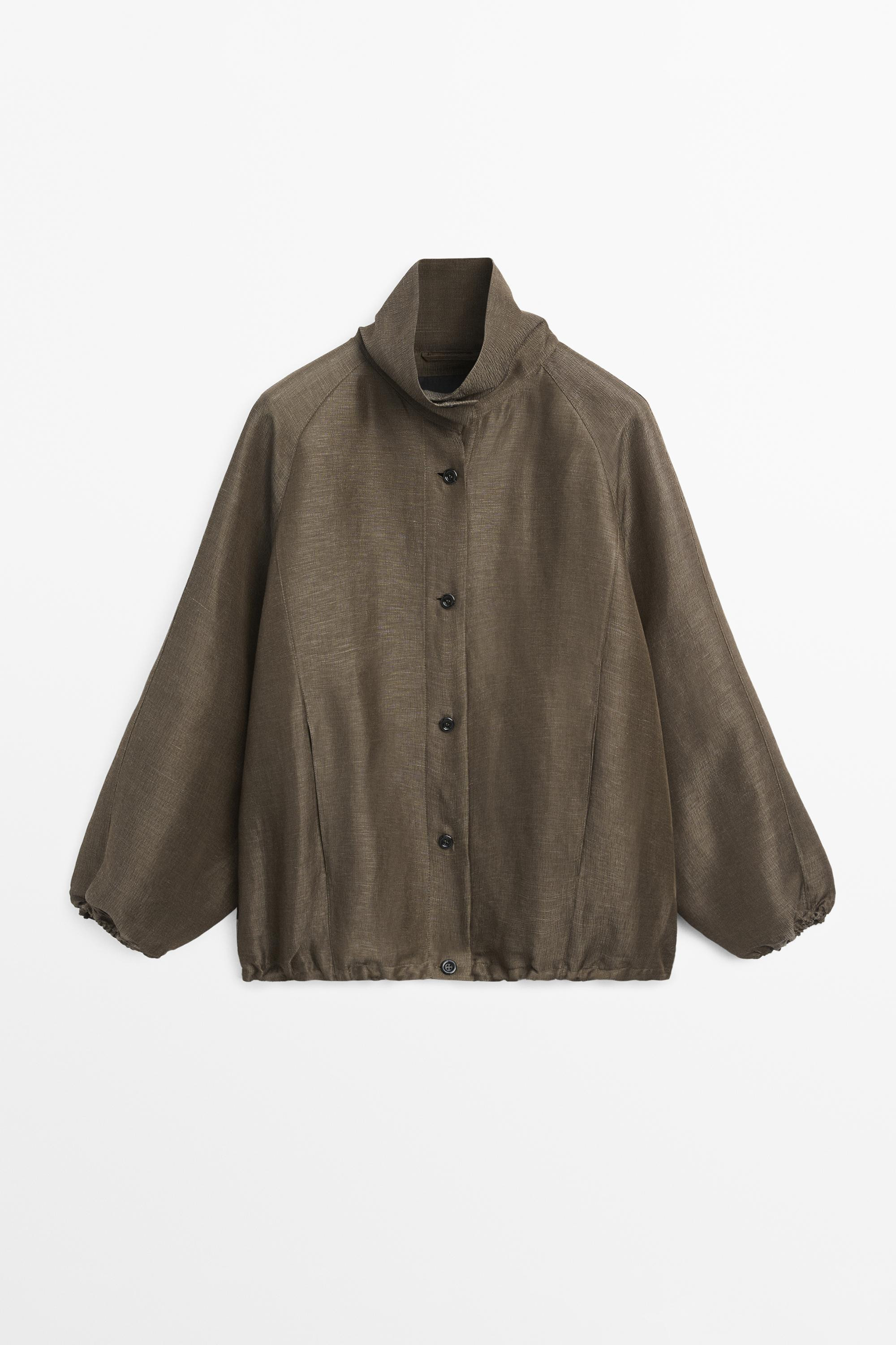 Linen and silk bomber jacket | Massimo Dutti UK