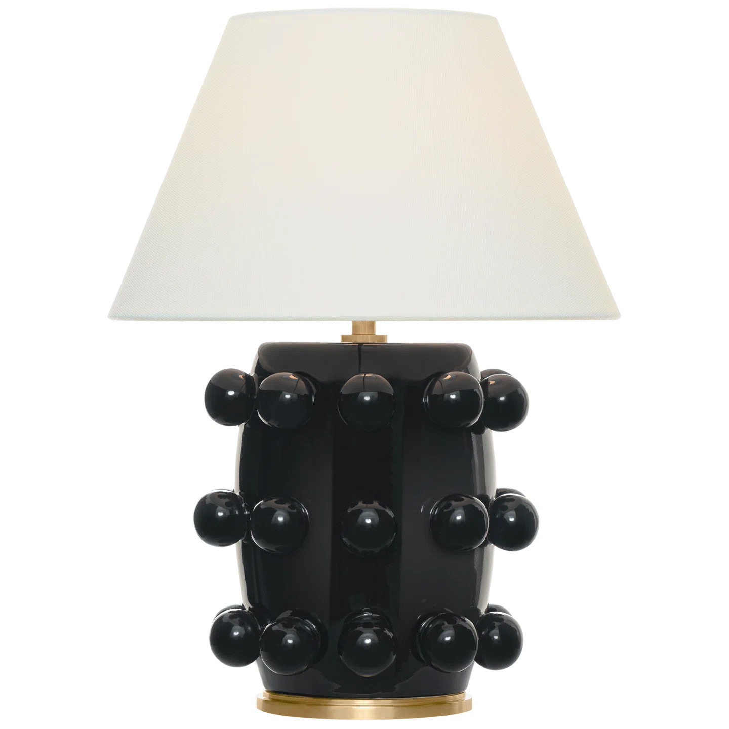 Linden 14" Cordless Table Lamp in Black with Linen Shade | Perigold