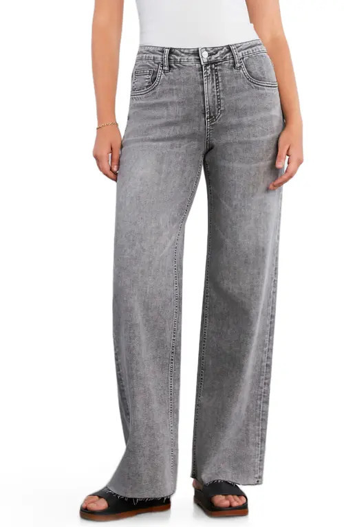 HINT OF BLU Raw Hem Wide Leg Jeans in Grey Smoke at Nordstrom, Size 31 | Nordstrom