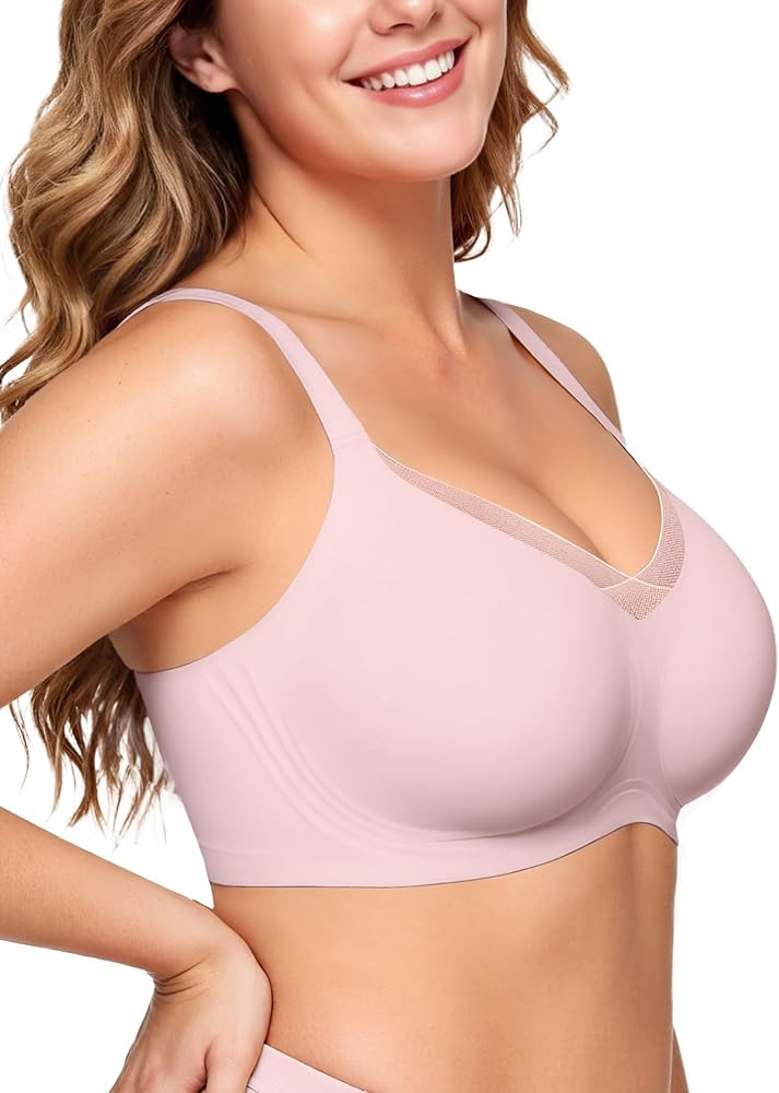 OEAK Womens Wireless Bras V Mesh Comfortable Bralette Supportive Tshirt Bra No Underwire Seamless... | Amazon (US)