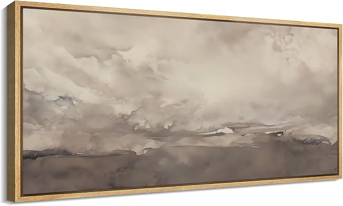 MUDECOR Extra Large Framed Canvas Print Wall Art Misty Landscape Neutral Tranquil Abstract Nature... | Amazon (US)