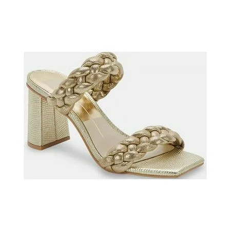Dolce Vita Paily Braided Chunky Heel Sandals Light Gold Metallic Stella Suede (Light Gold Metallic Stella Suede, 14) | Walmart (US)