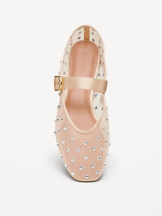 Mesh Embellished Mary Jane Ballet Flat for Women | Old Navy (US)