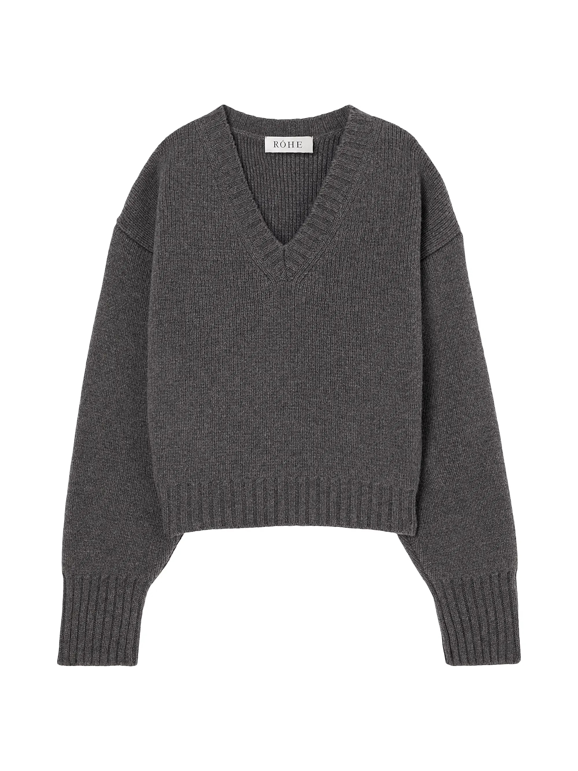 Shop Róhe Compact-Knit Wool V-Neck Sweater | Saks Fifth Avenue | Saks Fifth Avenue