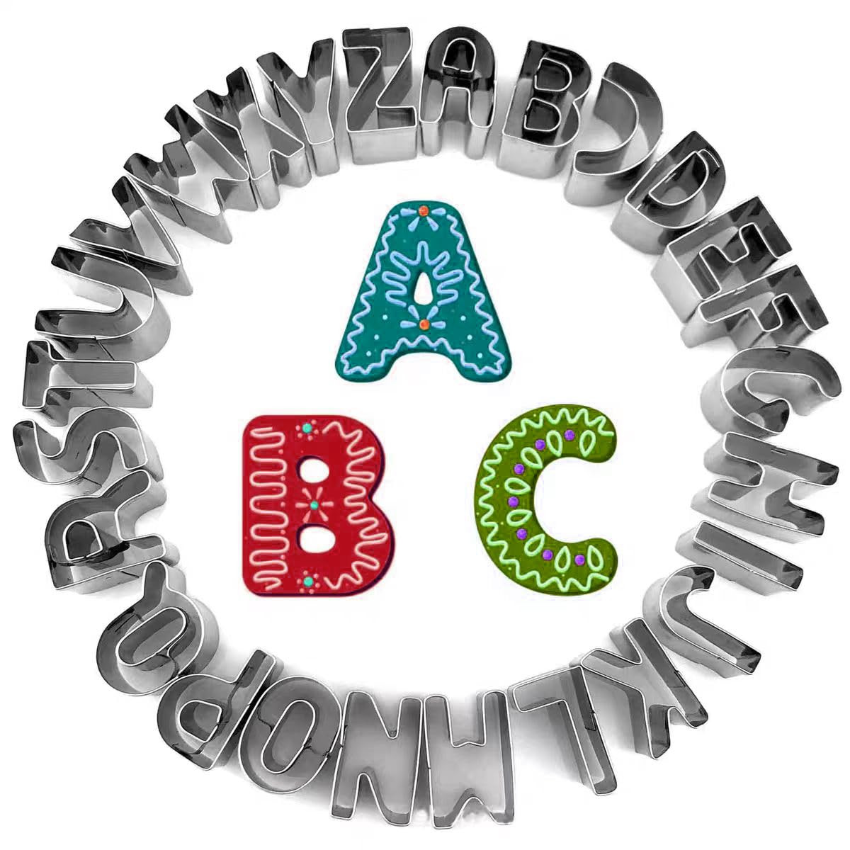 Alphabet Cookie Cutter Tool Set, 26 Pcs 1 Inch Stainless Steel Cookie Cutter Set Fondant Biscuit ... | Amazon (US)