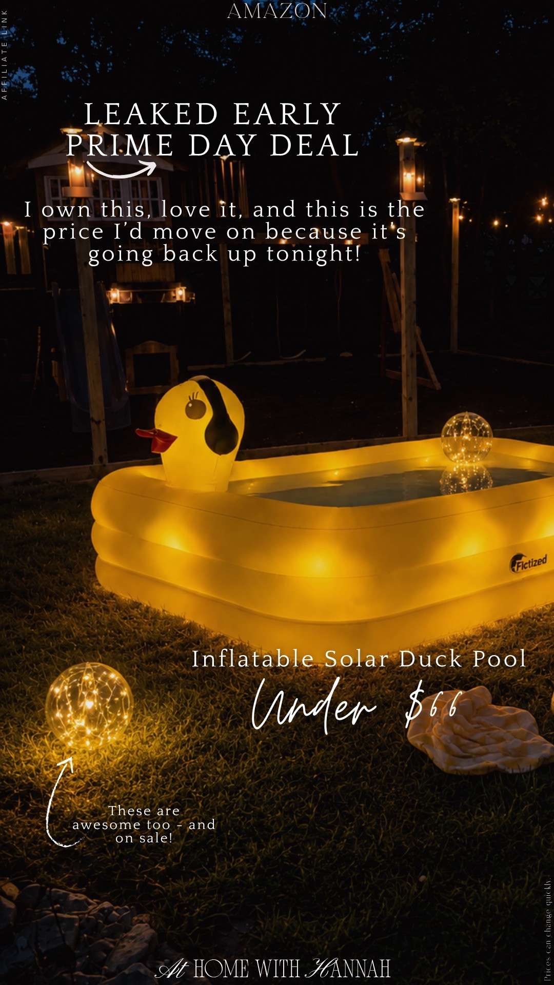 Early Prime Day Pool Deal • Inflatable Backyard Pool • Amazon Summer Finds

This inflatable solar duck pool is one of those early Prime Day deals I’d move on if you’ve been wanting something fun for the backyard. I own it, love it, and it’s such a cute summer find for kids, backyard nights, pool days, and little at-home summer moments.

If you’re shopping for inflatable pool, kids backyard pool, Amazon pool finds, summer backyard finds, solar pool lights, toddler pool, family backyard ideas, outdoor summer deals, and Prime Day pool deals, this one is such a fun grab.

I also linked the solar lights because they make the whole setup feel so cute at night.

Everything is linked here 🤍

#AmazonFinds #PrimeDayDeals #AmazonSummer #BackyardFinds #PoolFinds #OutdoorLiving

#LTKSaleAlert #LTKSeasonal