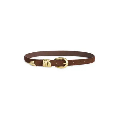 Madewell Triple Keeper Suede Belt in Chocolate Raisin at Nordstrom, Size Small | Nordstrom