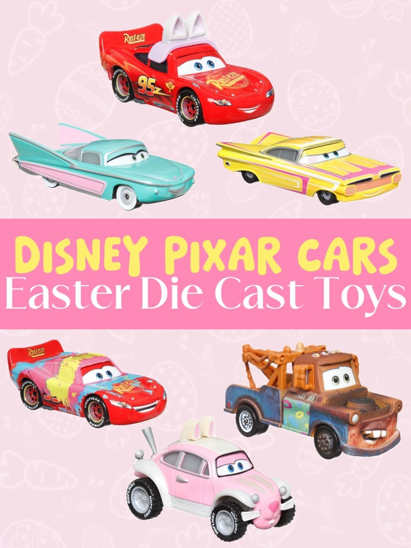 #Easter #EasterBunny #EasterBakset #EasterEgg #EasterEggs #EasterEggStuffers #EasterEggFiller #Bunny #LightningMcQueen #Mater #Ramone #Flo #EasterBuggey #Pixar #Disney #DisneyFinds #DisneyToys #Cars #CarsToys #EasterFinds #DisneyMerch #DisneyWorld #DisneyLand #PixarCars #Walmart #Amazon #BoyMom

#LTKSeasonal #LTKBaby #LTKKids