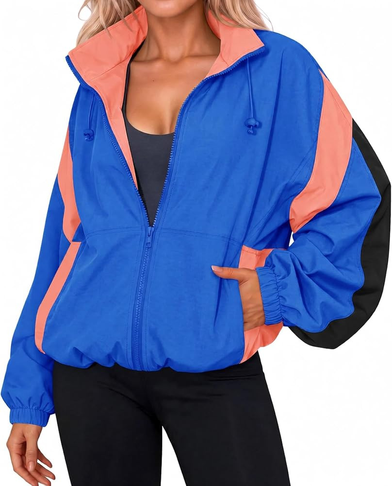 Yousify Womens Lightweight Windbreaker Outdoor Hiking Hooded Casual Jacket | Amazon (US)