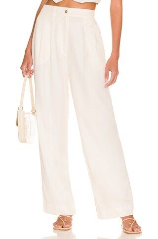 DONNI. Pleated Trouser in Creme from Revolve.com | Revolve Clothing (Global)