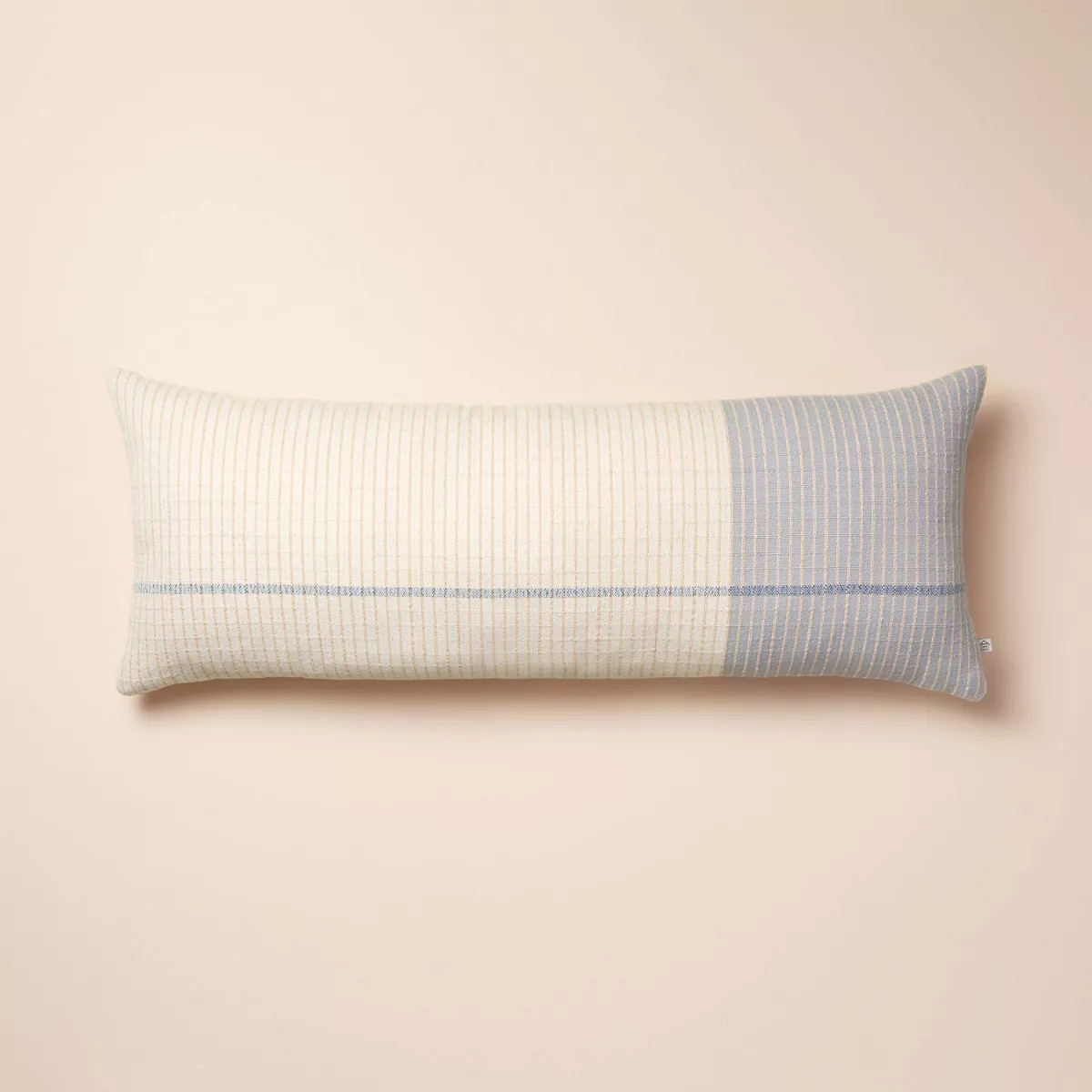 14"x36" Color Block Decorative Lumbar Throw Pillow Tan/Blue - Hearth & Hand™ with Magnolia | Target
